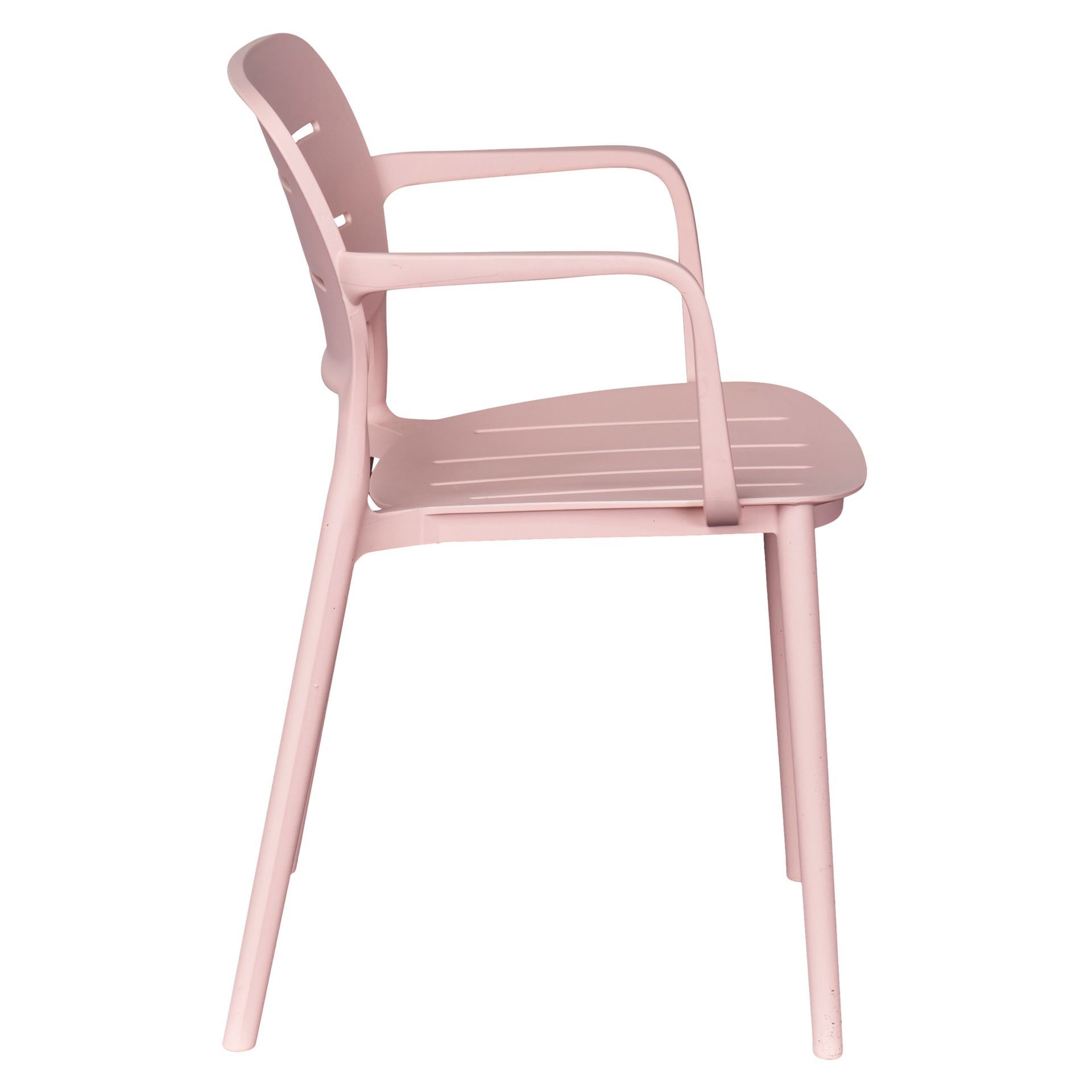 Pink Stackable Polypropylene Outdoor Armchairs - Set of 4, Weather-Resistant Patio Chairs with Arms for Garden, Café & Commercial Use-PP Chair
