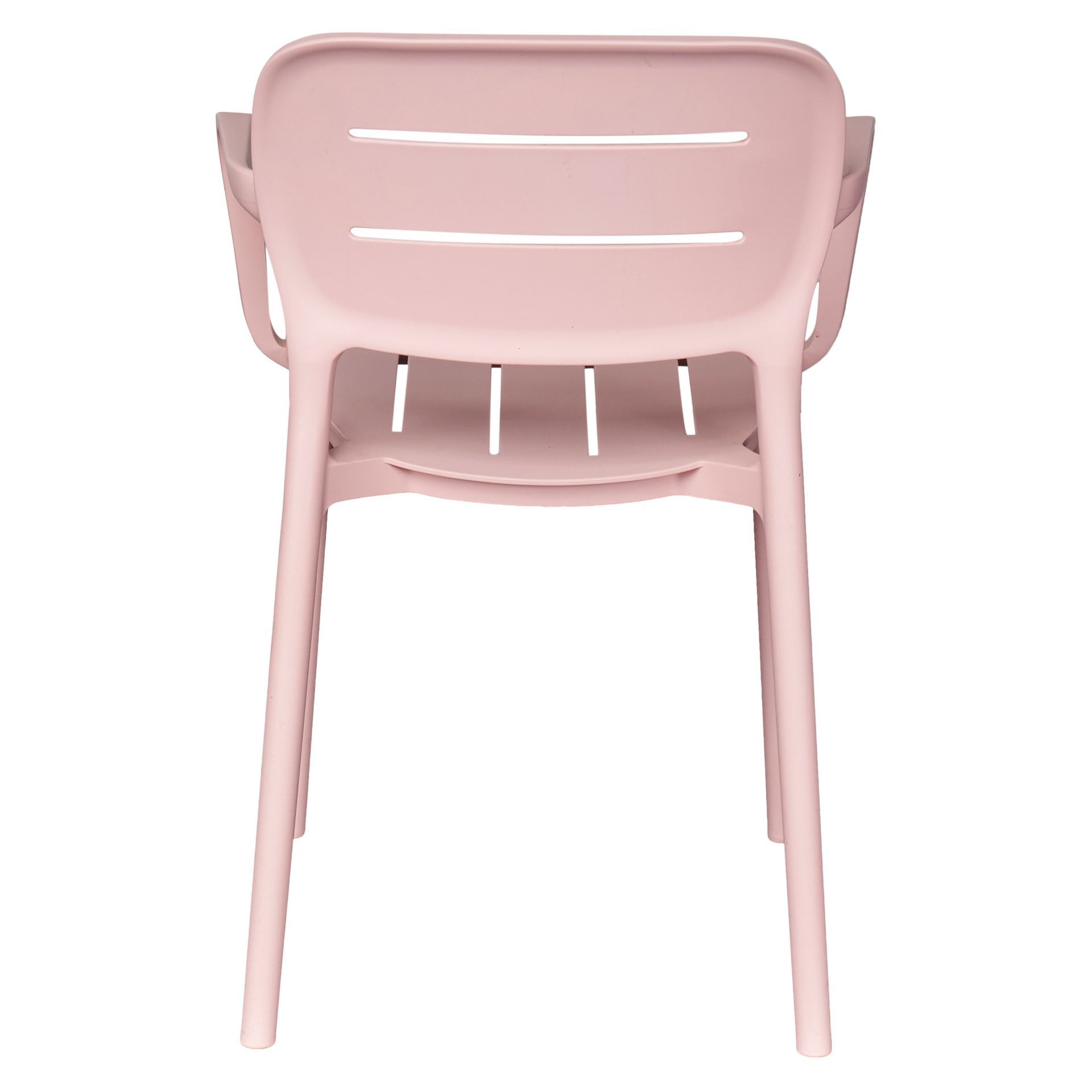 Pink Stackable Polypropylene Outdoor Armchairs - Set of 4, Weather-Resistant Patio Chairs with Arms for Garden, Café & Commercial Use-PP Chair