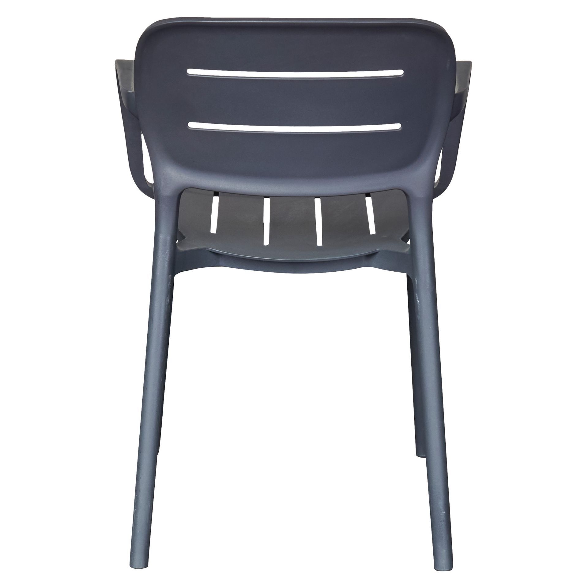 Anthracite Stackable Polypropylene Outdoor Armchairs - Set of 4, Commercial-Grade All-Weather Patio Chairs with Arms-PP Chair