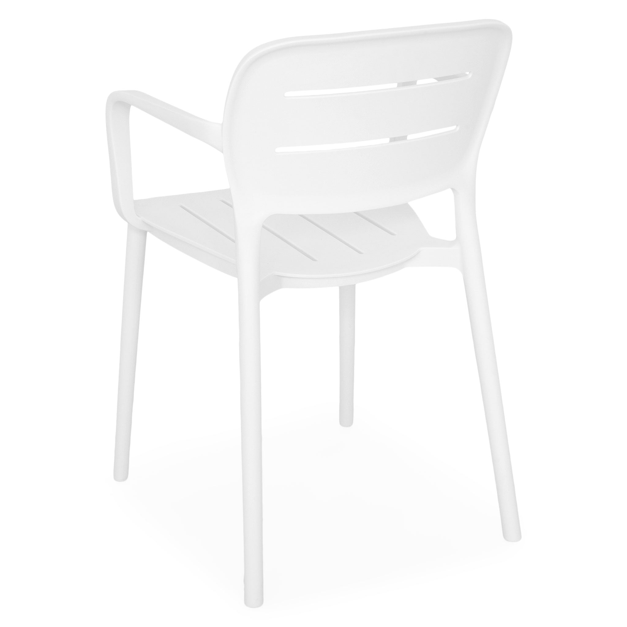White Stackable Polypropylene Outdoor Chairs with Arms - Set of 4, Weather-Resistant Patio Dining Chairs for Garden, Poolside & Commercial Use-PP Chair