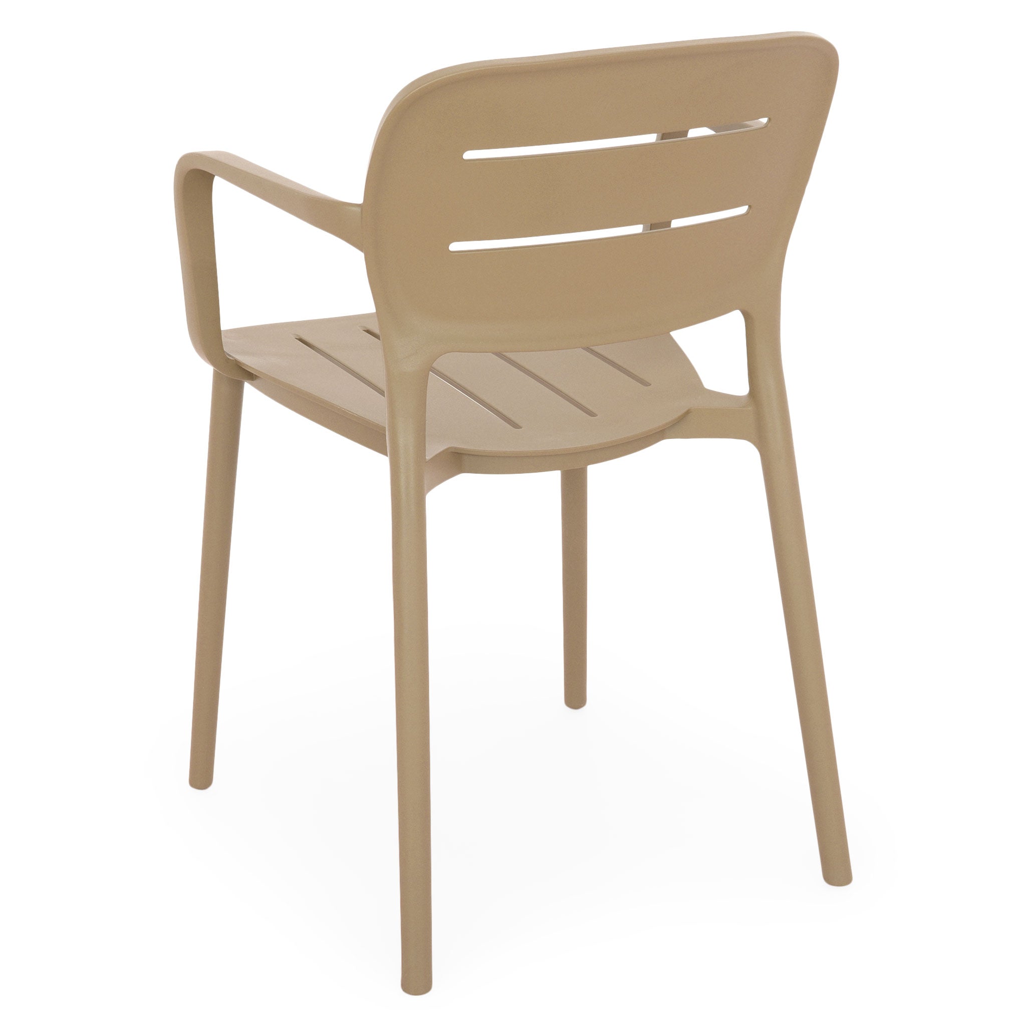 Taupe Stackable Polypropylene Outdoor Armchairs - Set of 4, Weatherproof Patio Chairs for Garden, Café & Commercial Use-PP Chair