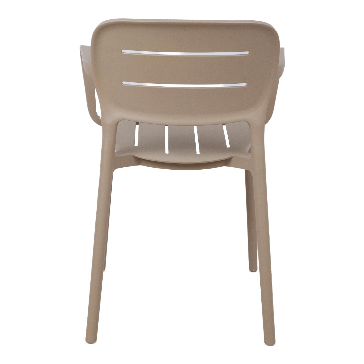 Taupe Stackable Polypropylene Outdoor Armchairs - Set of 4, Weatherproof Patio Chairs for Garden, Café & Commercial Use-PP Chair