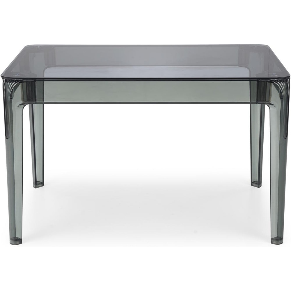 Transparent Smoke Grey Glass Top Dining Table-PP Chair