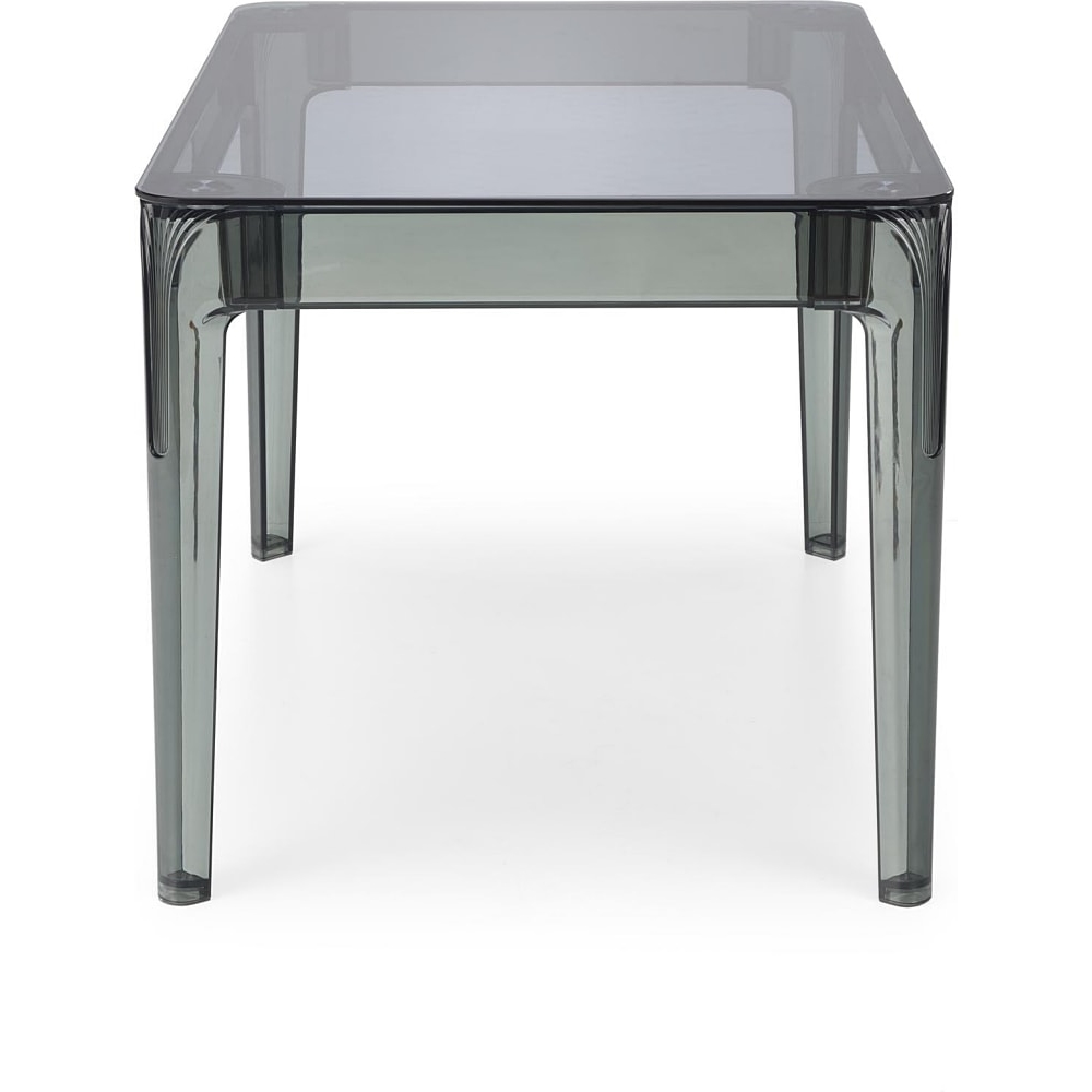 Transparent Smoke Grey Glass Top Dining Table-PP Chair