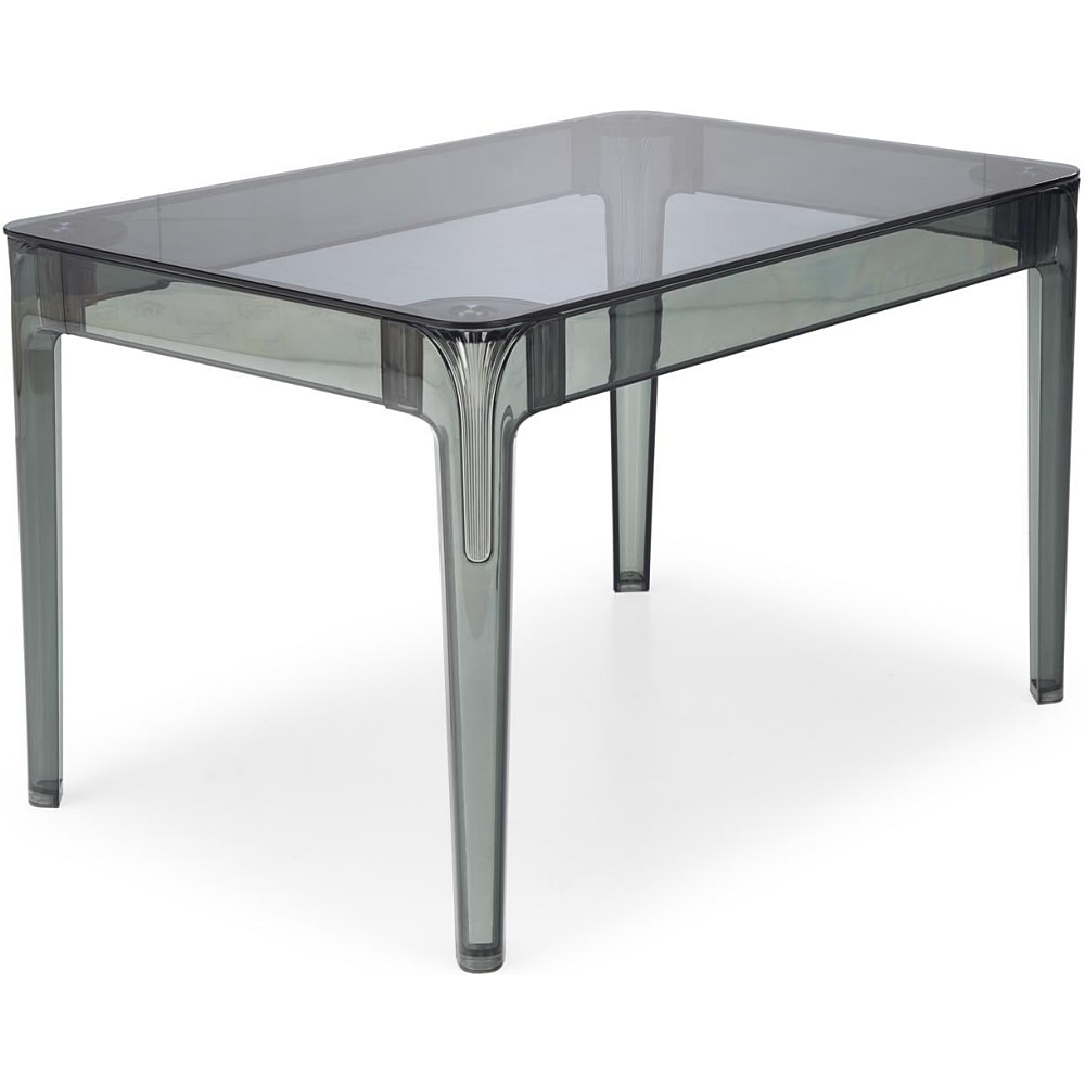Transparent Smoke Grey Glass Top Dining Table-PP Chair