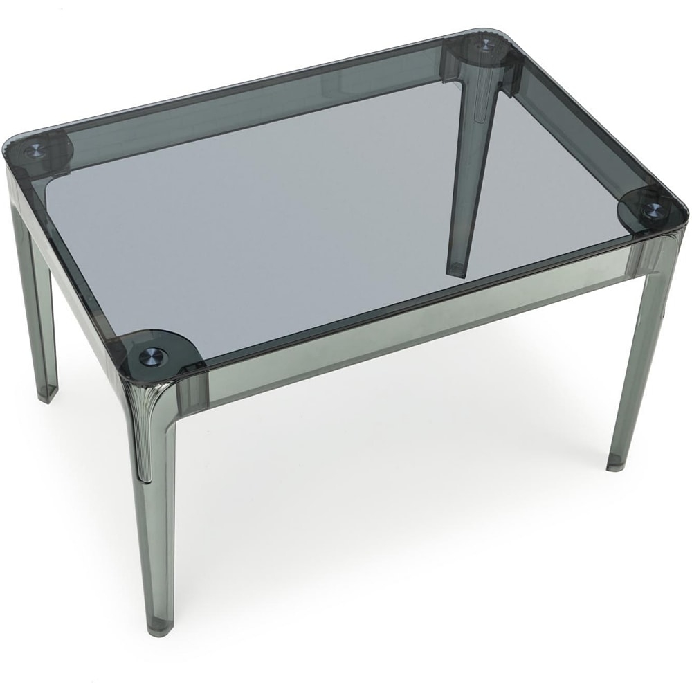 Transparent Smoke Grey Glass Top Dining Table-PP Chair