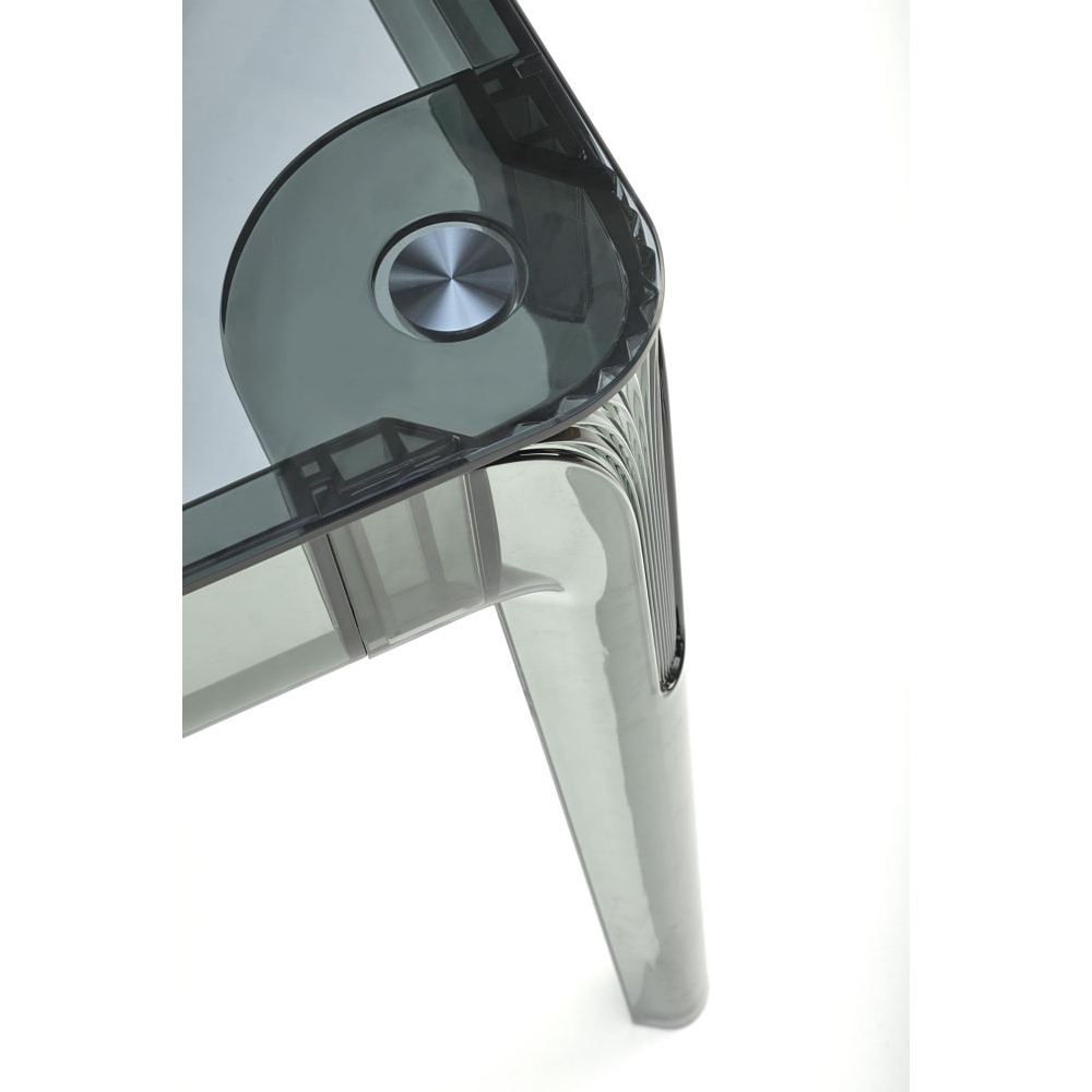 Transparent Smoke Grey Glass Top Dining Table-PP Chair