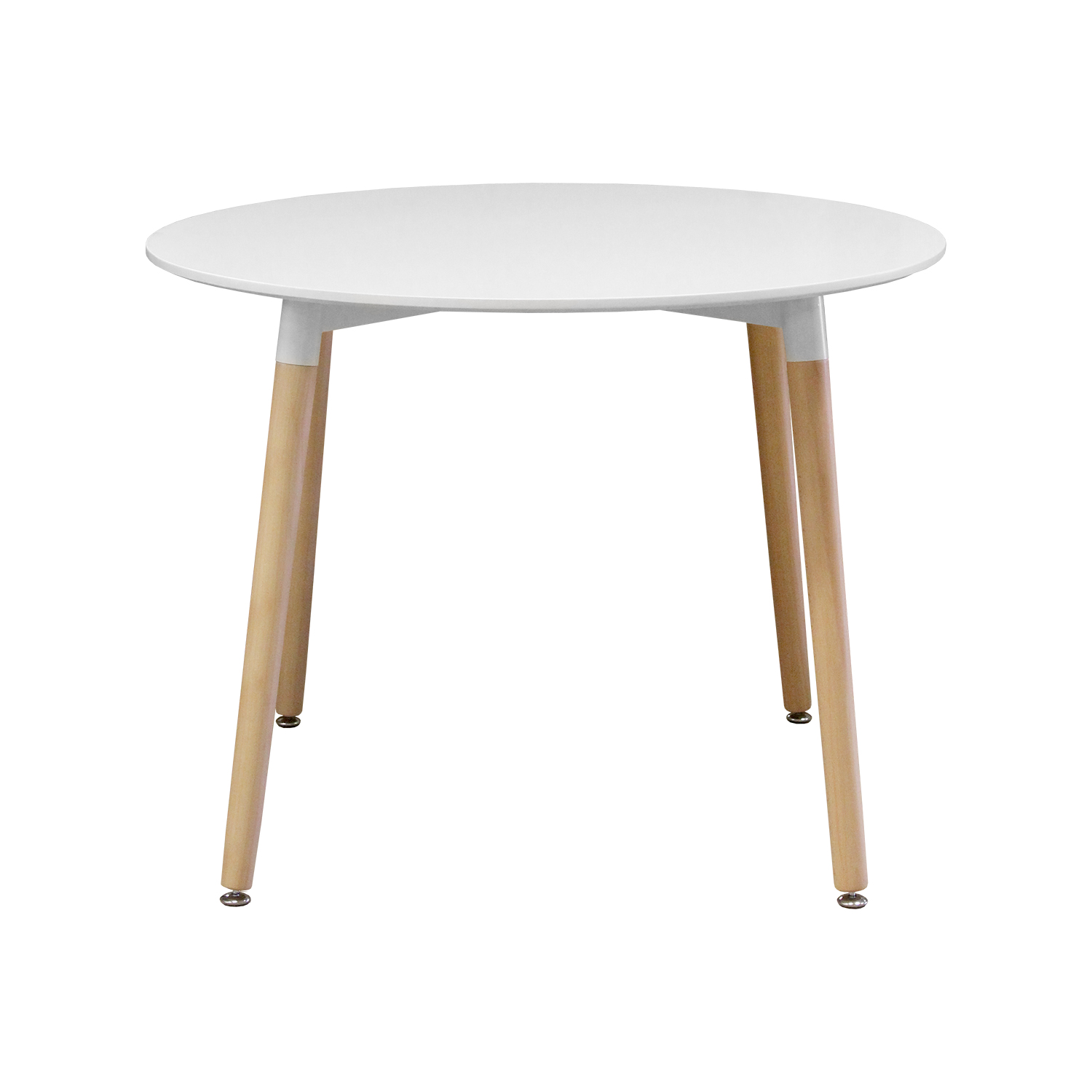 White Round MDF Dining Table With Four Wood Legs-PP Chair