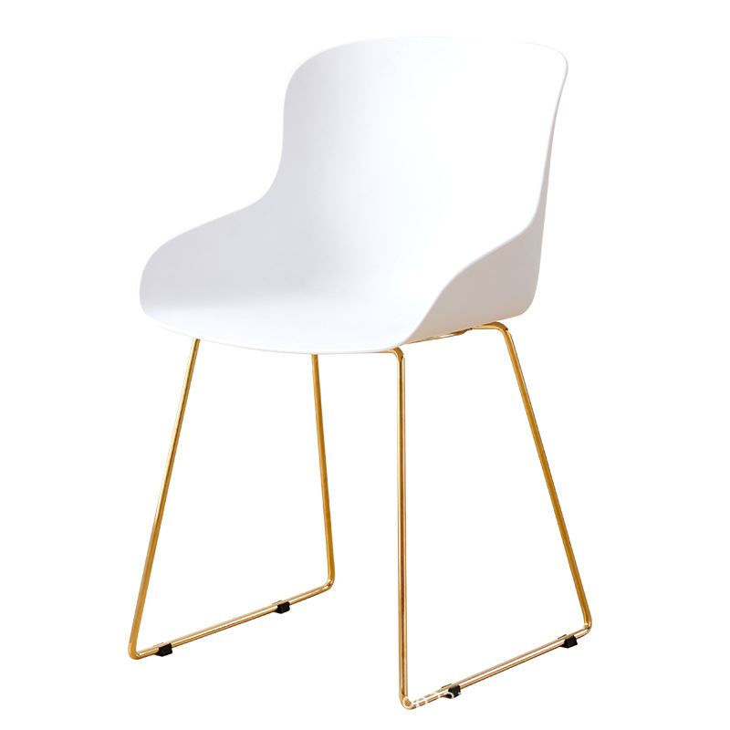 White PP Armchair With Golden Metal End-PP Chair