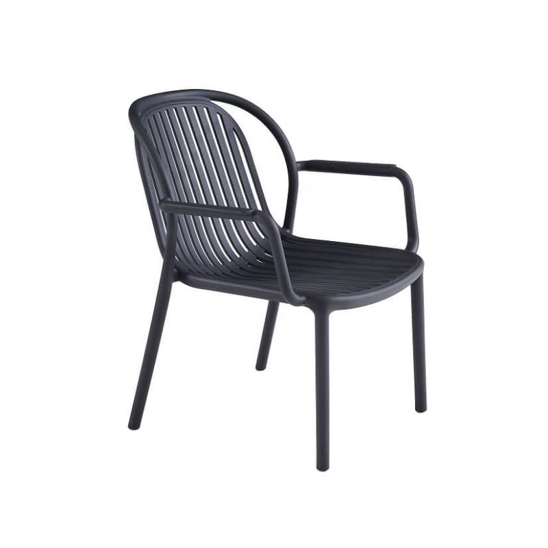Black Polypropylene Outdoor Lounge Armchair – Modern All-Weather Relaxation Chair