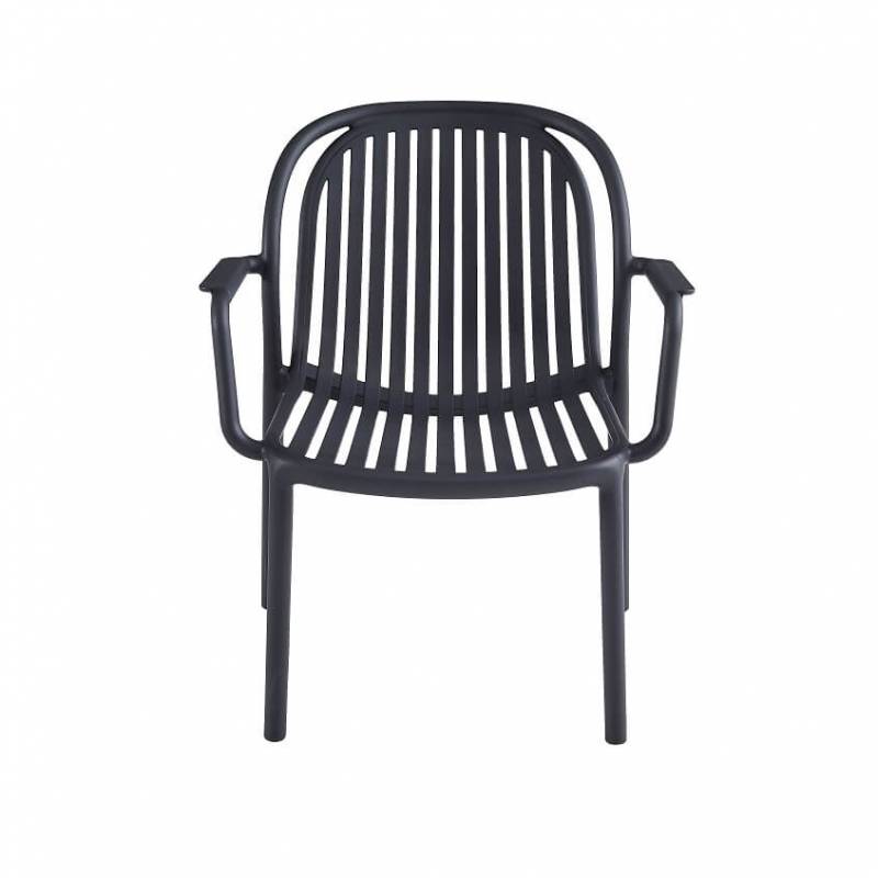 Black Polypropylene Outdoor Lounge Armchair – Modern All-Weather Relaxation Chair
