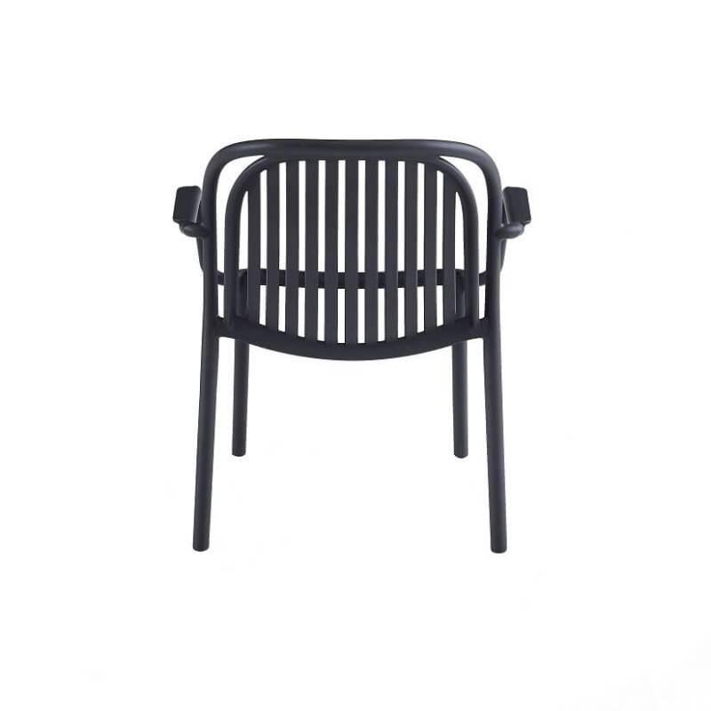 Black Polypropylene Outdoor Lounge Armchair – Modern All-Weather Relaxation Chair