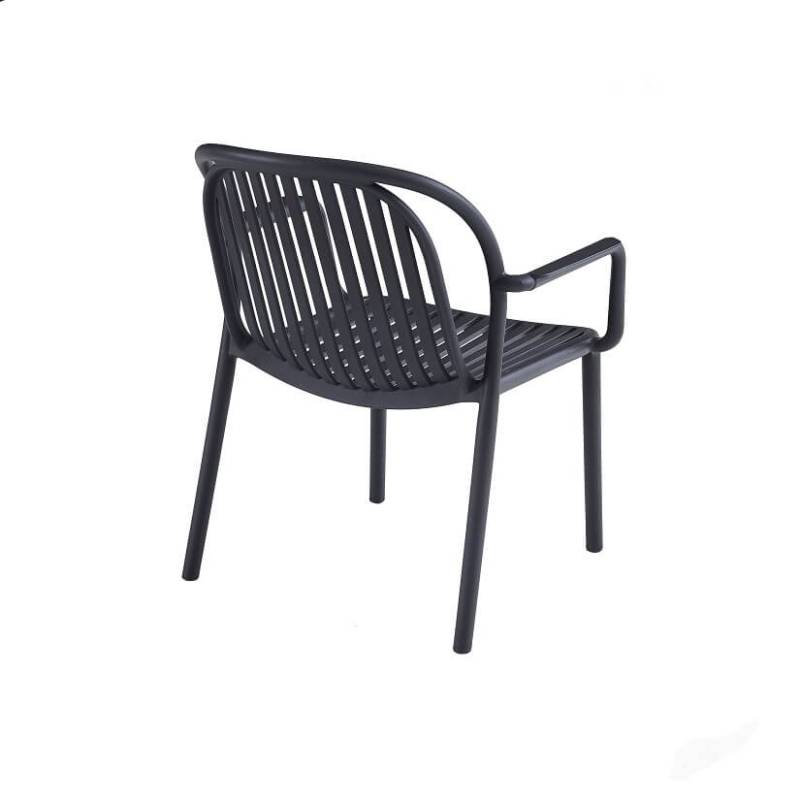 Black Polypropylene Outdoor Lounge Armchair – Modern All-Weather Relaxation Chair
