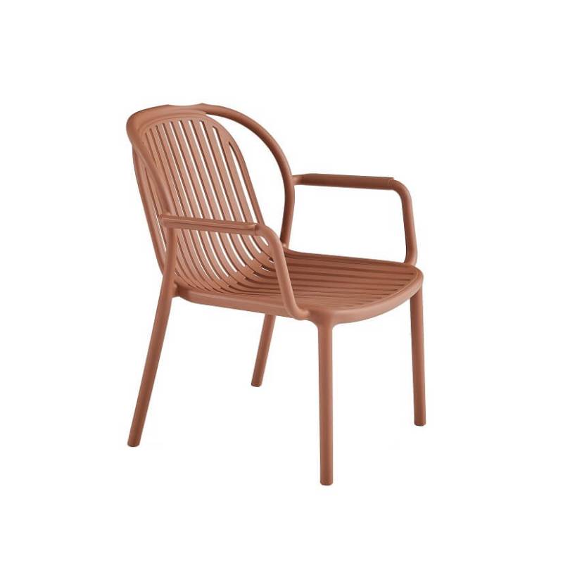 Terracotta Polypropylene Outdoor Lounge Armchair – Earthy & Durable All-Weather Relaxation Chair
