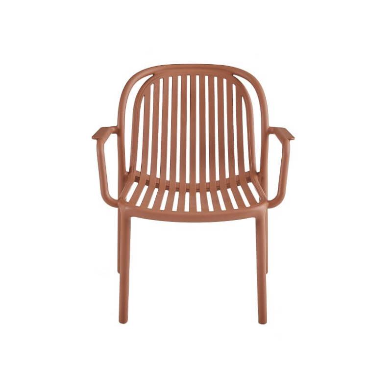 Terracotta Polypropylene Outdoor Lounge Armchair – Earthy & Durable All-Weather Relaxation Chair