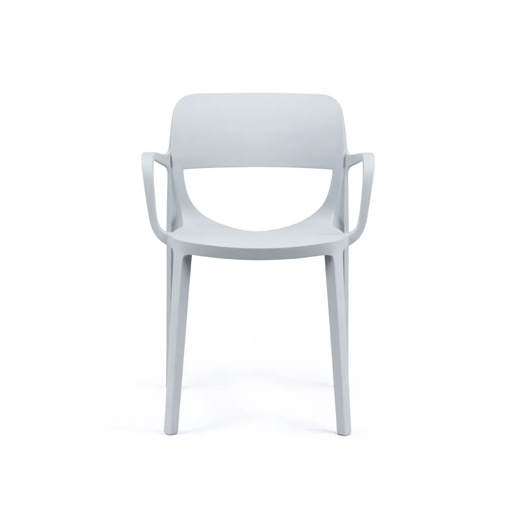 Light Grey Plastic Chair With Armrest