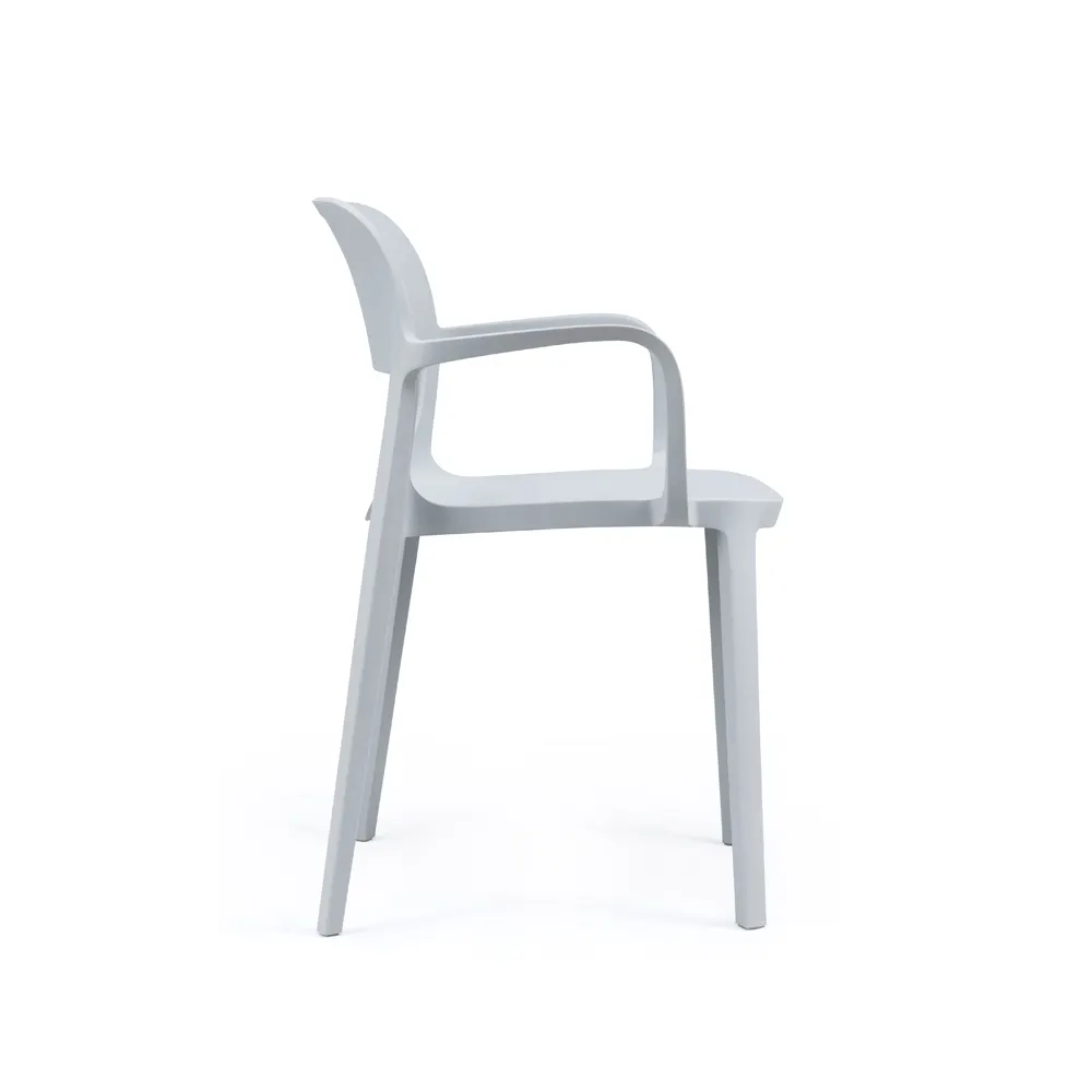 Light Grey Plastic Chair With Armrest