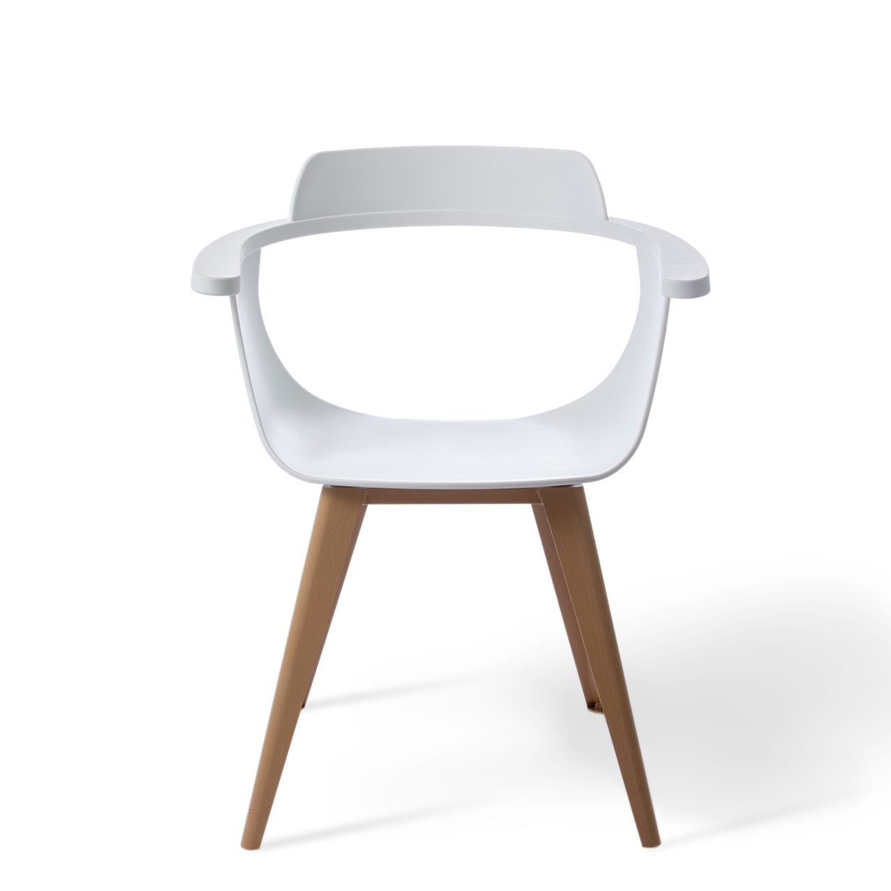 White Plastic Armchair With Metal Feet-PP Chair