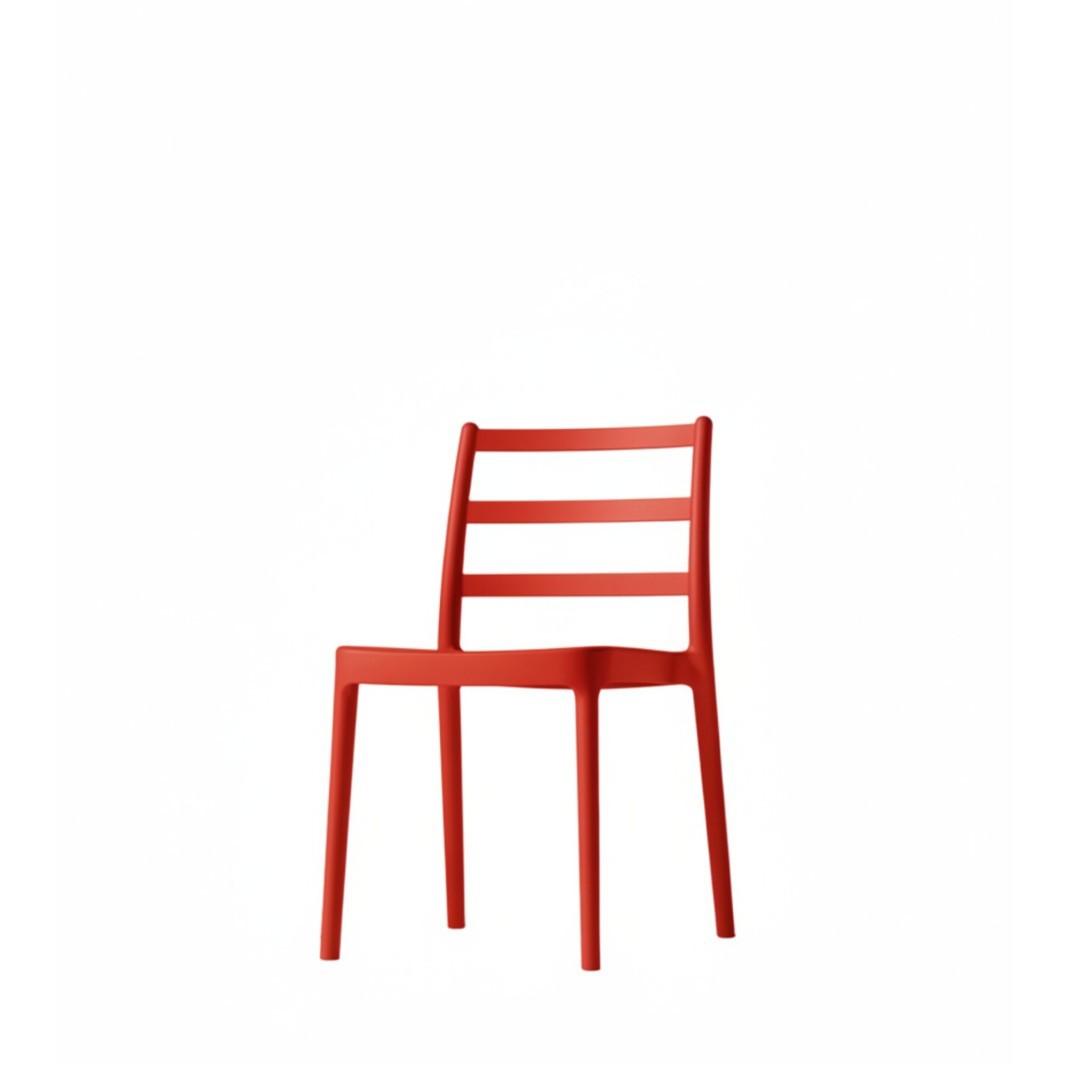 Modern PP Plastic Dining Chair with Slatted Backrest for Restaurant & Outdoor Use