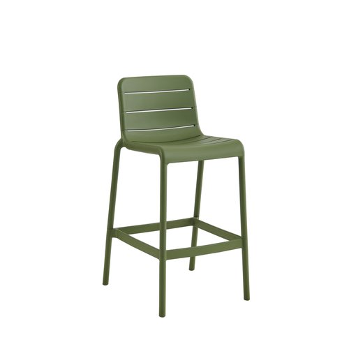 Slatted Back All PP Bar Stool One-Piece Molded Stackable Plastic Counter Stool for Cafe Hotel Outdoor Bar Wholesale