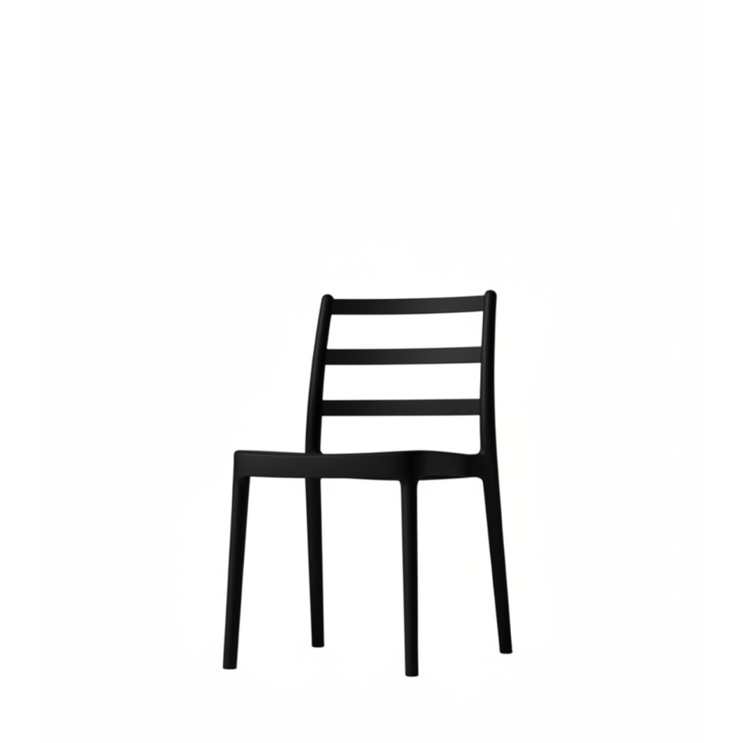 Modern PP Plastic Dining Chair with Slatted Backrest for Restaurant & Outdoor Use