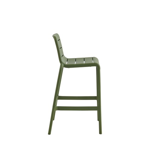 Slatted Back All PP Bar Stool One-Piece Molded Stackable Plastic Counter Stool for Cafe Hotel Outdoor Bar Wholesale