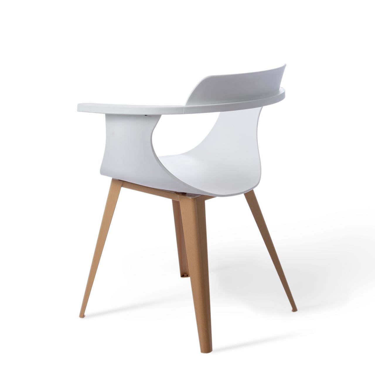 White Plastic Armchair With Metal Feet-PP Chair