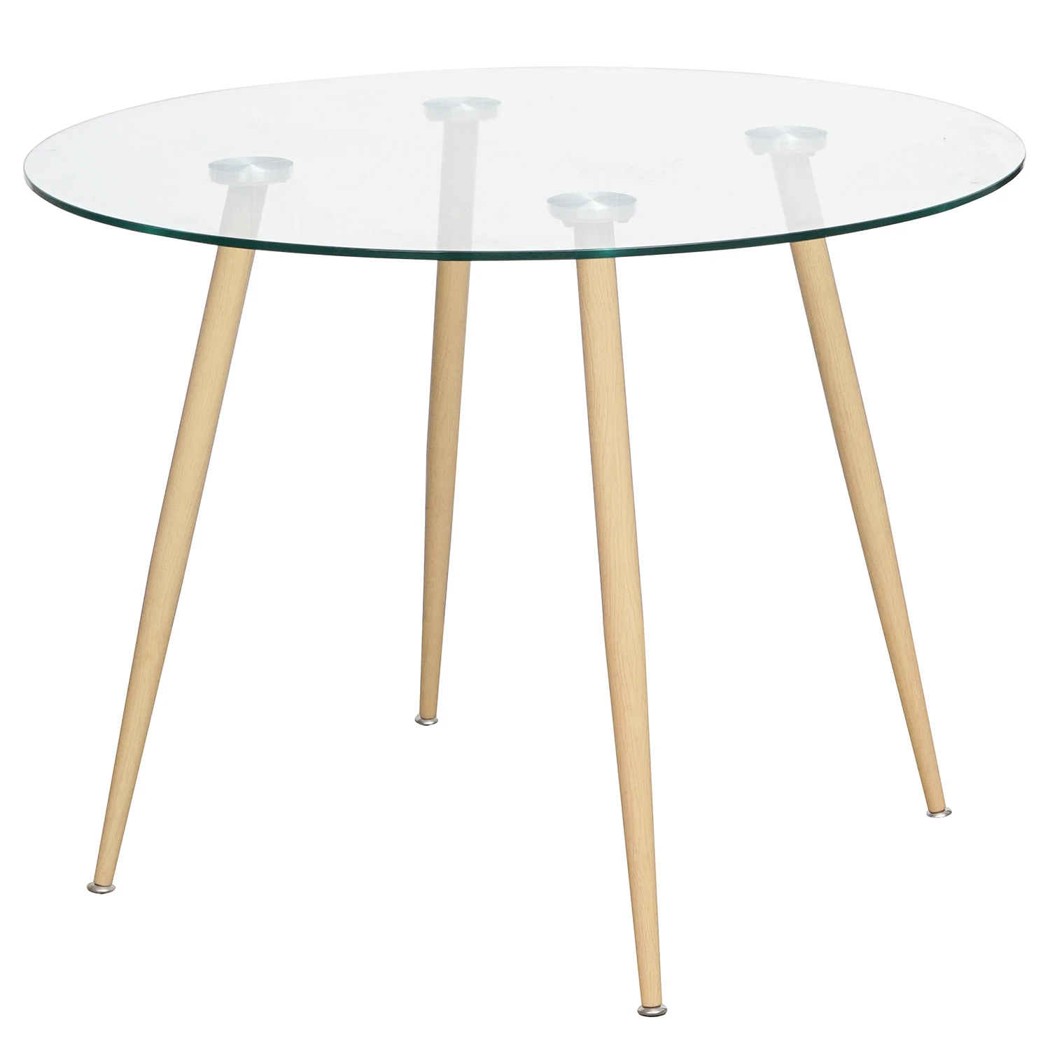 Round Glass Dining Table With Metal Feet-PP Chair