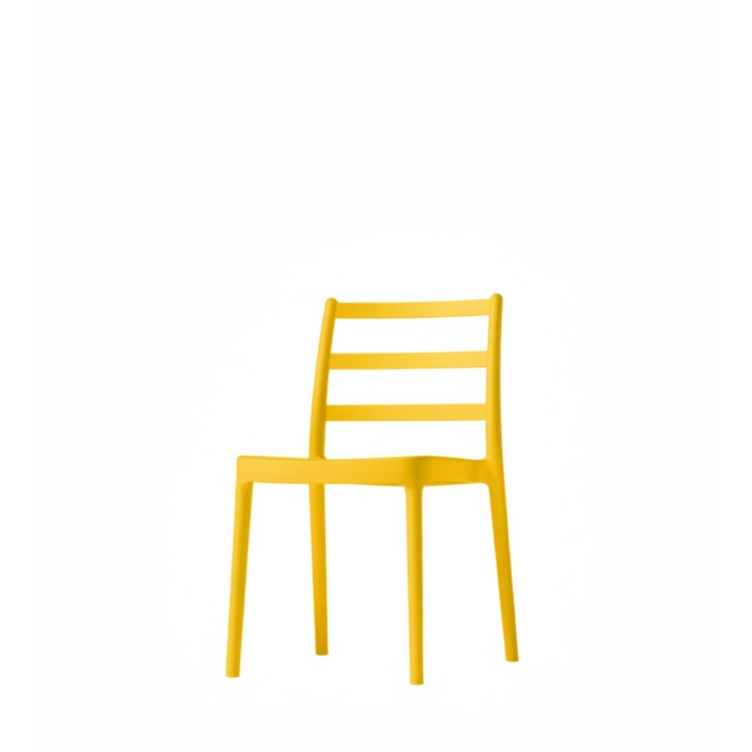 Modern PP Plastic Dining Chair with Slatted Backrest for Restaurant & Outdoor Use