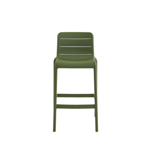 Slatted Back All PP Bar Stool One-Piece Molded Stackable Plastic Counter Stool for Cafe Hotel Outdoor Bar Wholesale