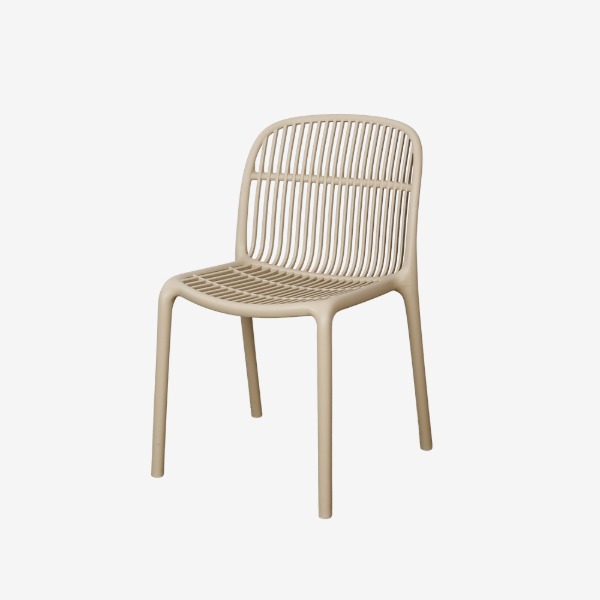 Modern PP Plastic Chair with Slatted Backrest | Stackable Dining Chair