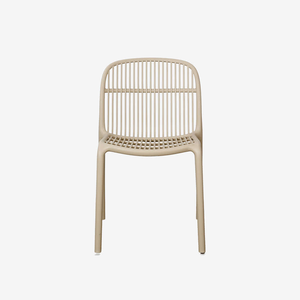 Modern PP Plastic Chair with Slatted Backrest | Stackable Dining Chair