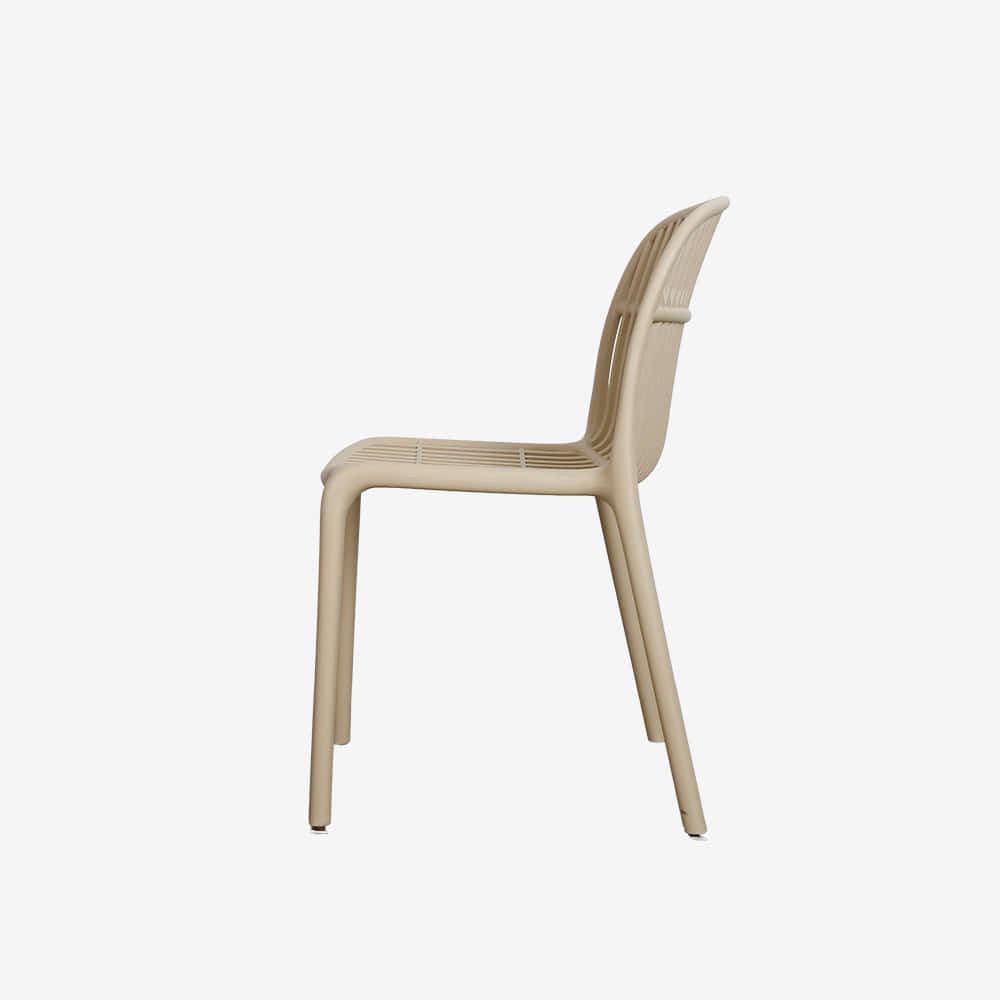 Modern PP Plastic Chair with Slatted Backrest | Stackable Dining Chair