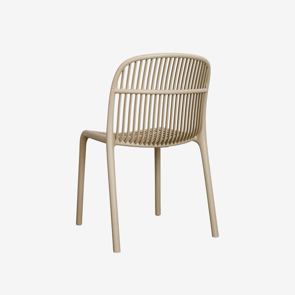 Modern PP Plastic Chair with Slatted Backrest | Stackable Dining Chair