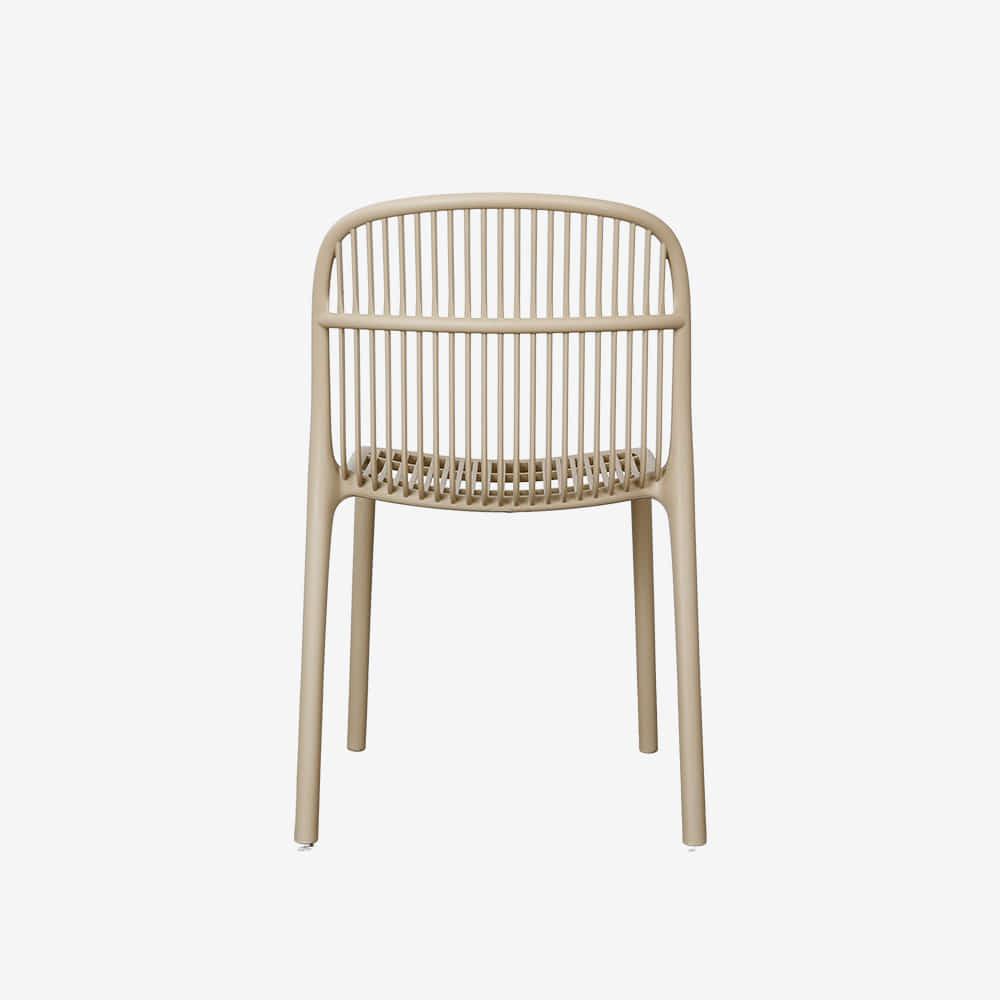 Modern PP Plastic Chair with Slatted Backrest | Stackable Dining Chair