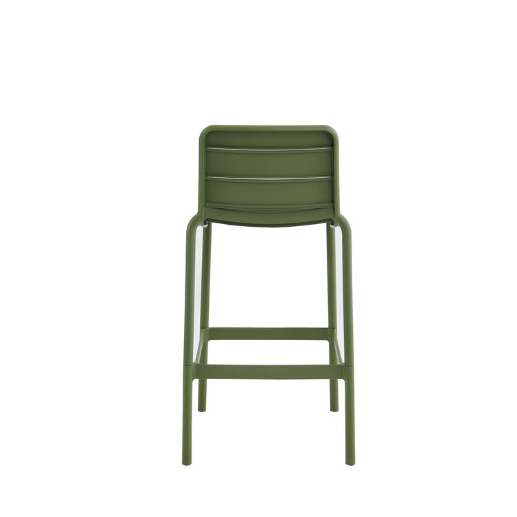 Slatted Back All PP Bar Stool One-Piece Molded Stackable Plastic Counter Stool for Cafe Hotel Outdoor Bar Wholesale