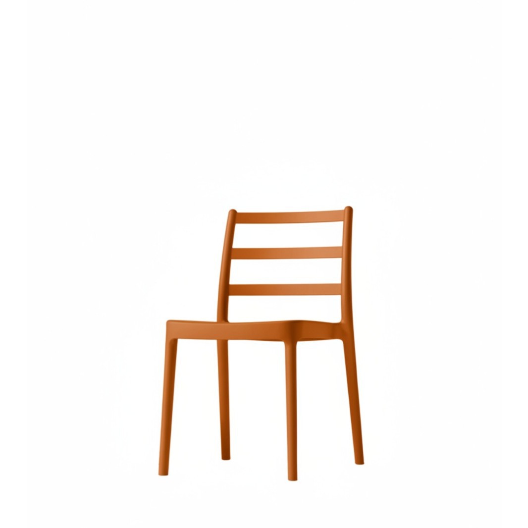 Modern PP Plastic Dining Chair with Slatted Backrest for Restaurant & Outdoor Use