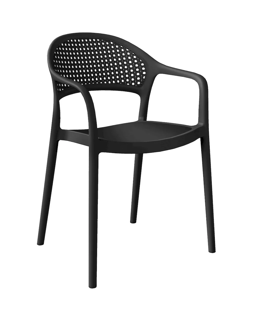 Black Polypropylene Plastic Chair With Armrest