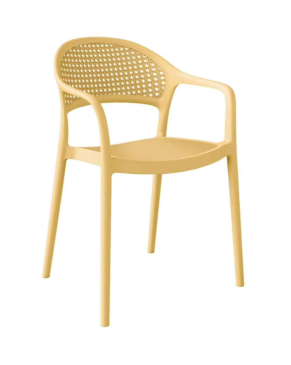 Mustard Polypropylene Plastic Chair With Armrest