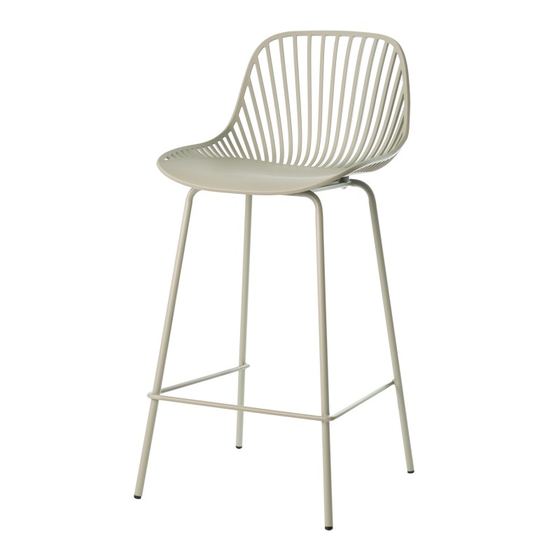 Mint Green Polypropylene Bar Stool with Spray-Finished Metal Base