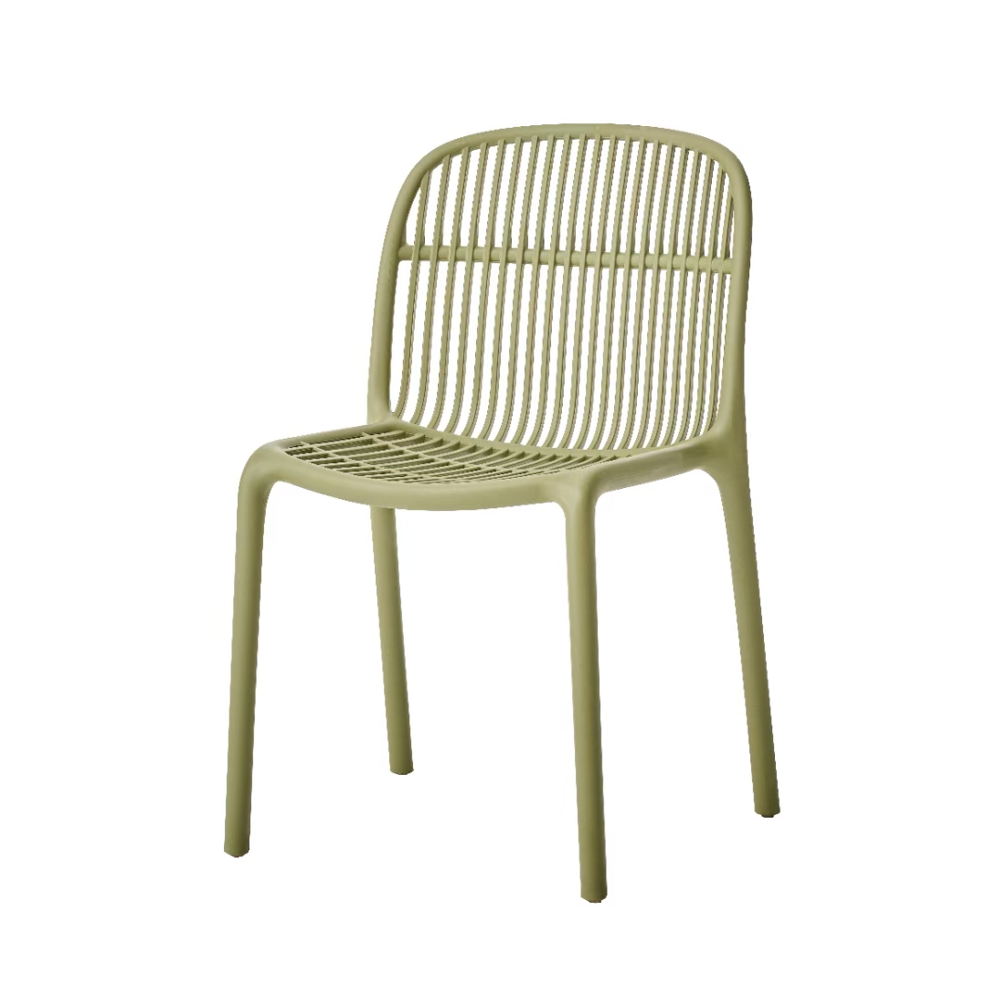 Olive Green Polypropylene Dining Chair – Nature-Inspired Stackable Seating