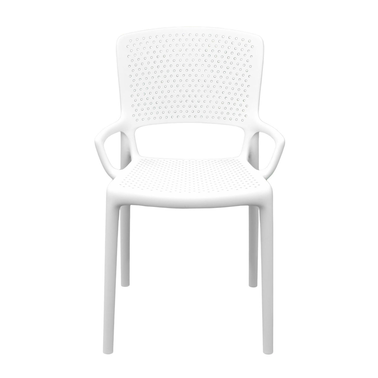 Stackable White Ventilated Outdoor Plastic Chair – Weatherproof & Space-Saving Patio Seating Solution-PP Chair
