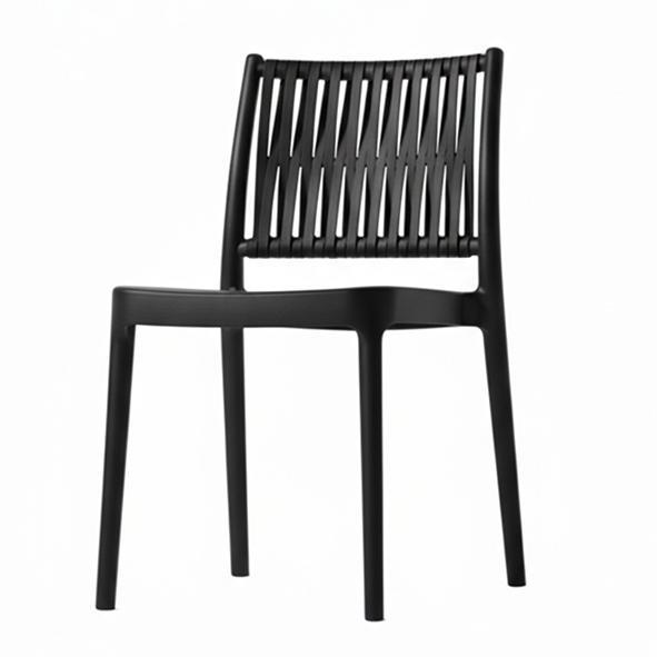 Woven‑Look Monobloc PP Plastic Dining Chair, Stackable Hospitality Side Chair for Restaurant & Outdoor Patio-PATIVIN Furniture