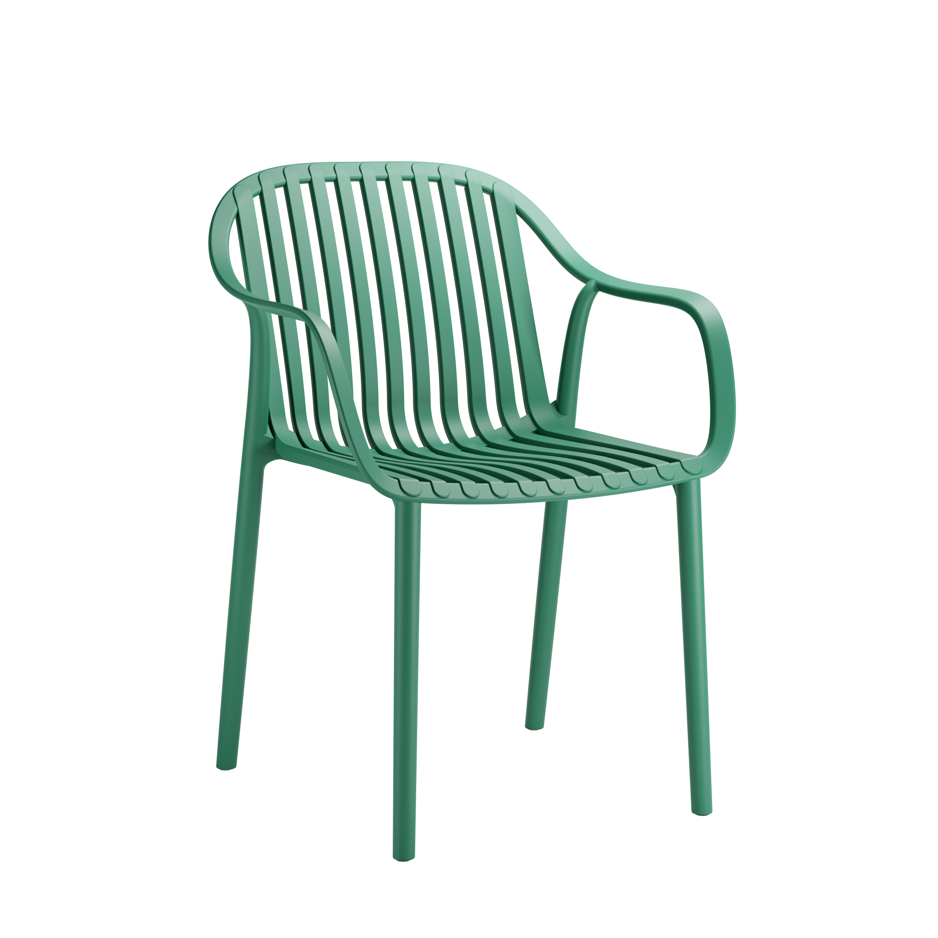 One-piece PP Plastic Armchair, Slatted Back Stackable Outdoor Dining Chair for Commercial & Patio Use-PP Chair