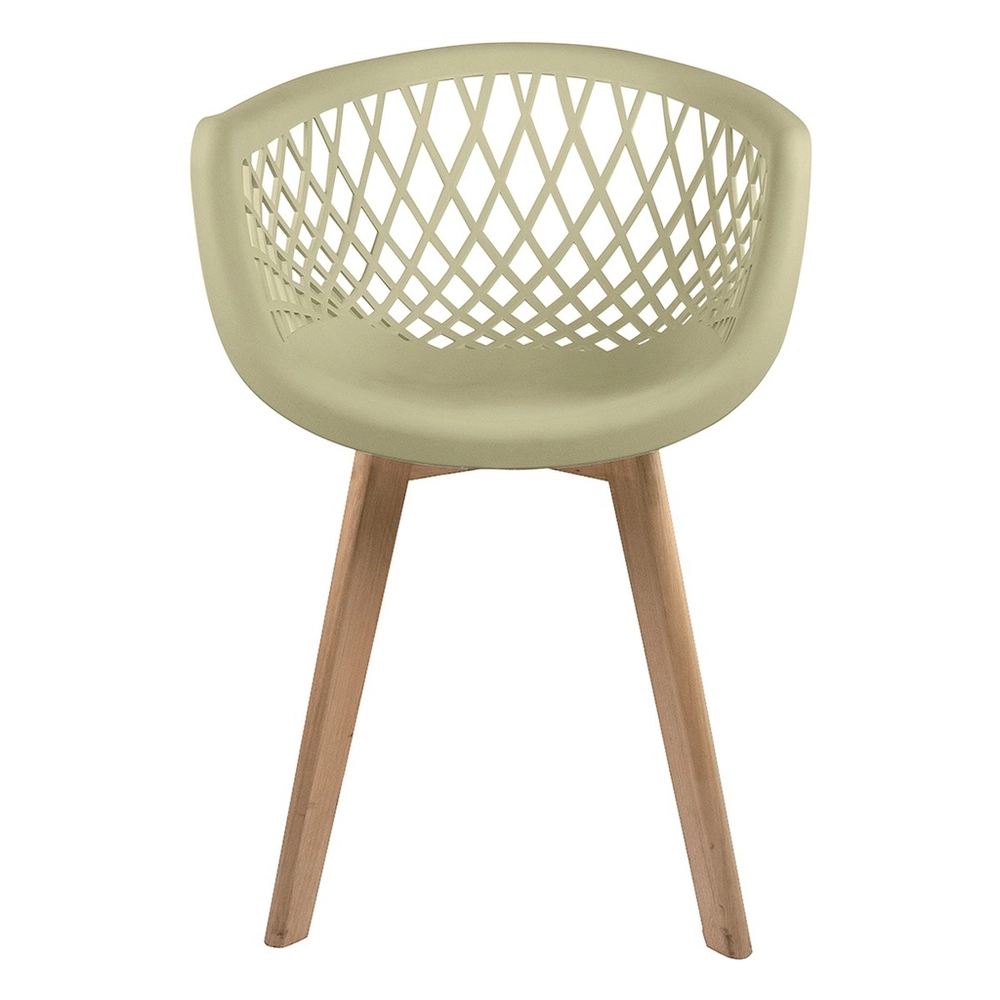 Taupe polypropylene armchair with cross wood legs-PP Chair