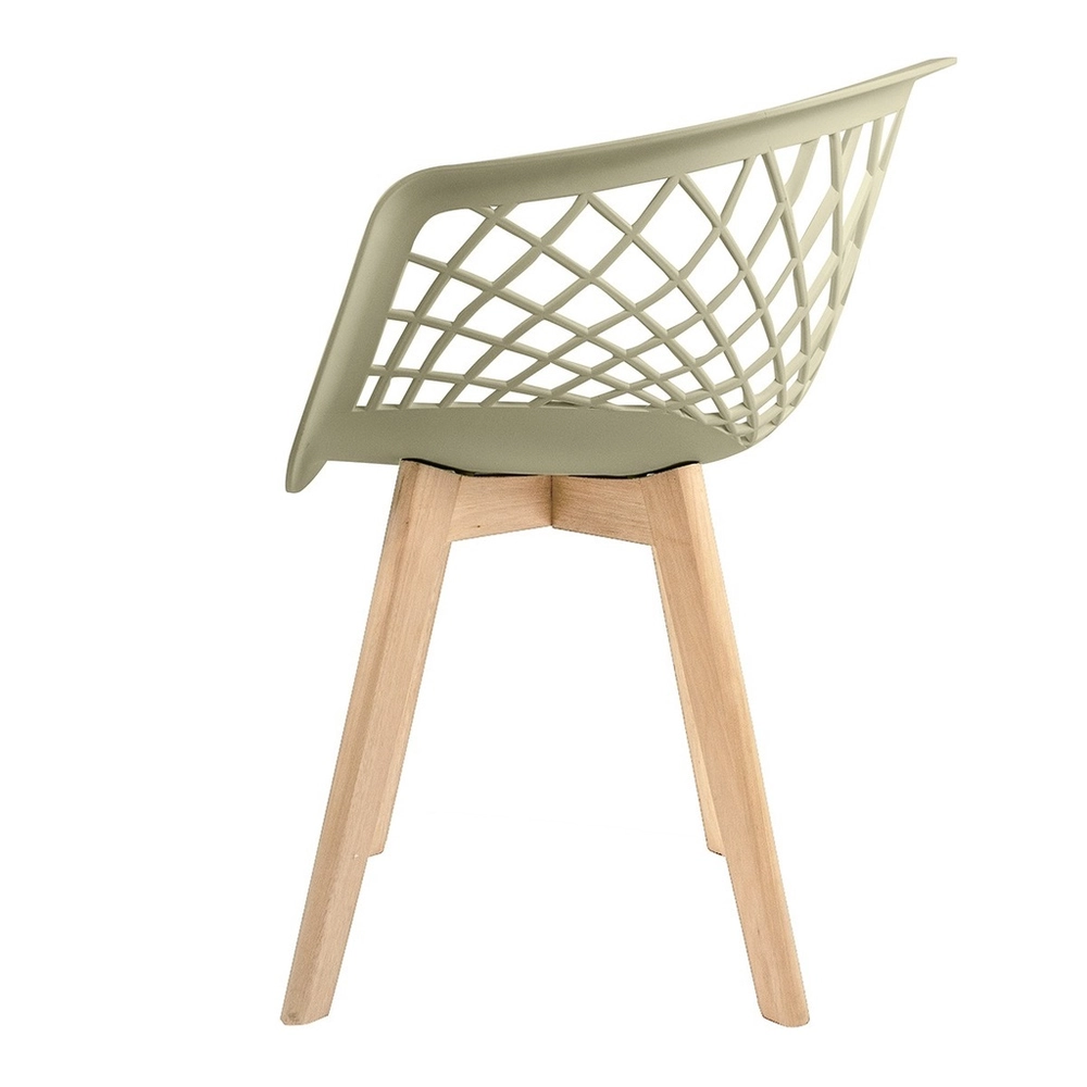 Taupe polypropylene armchair with cross wood legs-PP Chair
