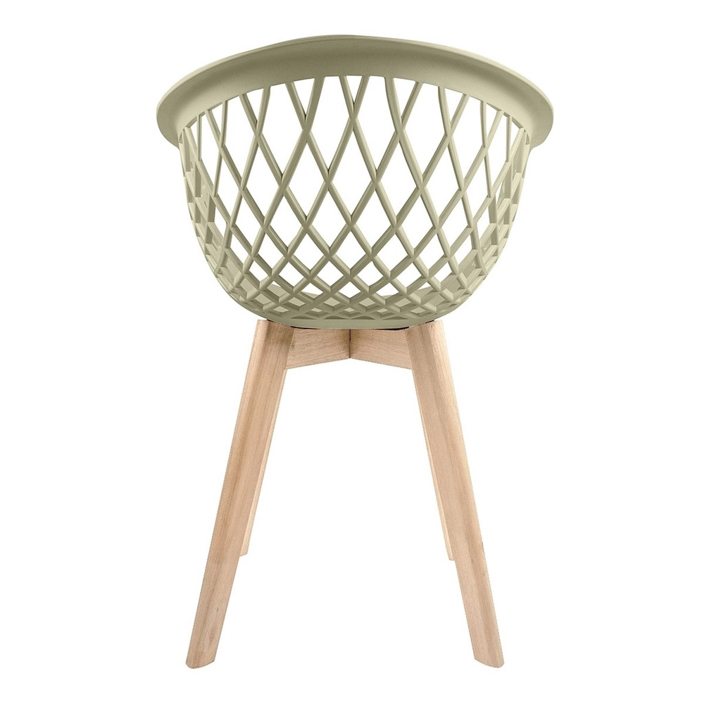 Taupe polypropylene armchair with cross wood legs-PP Chair