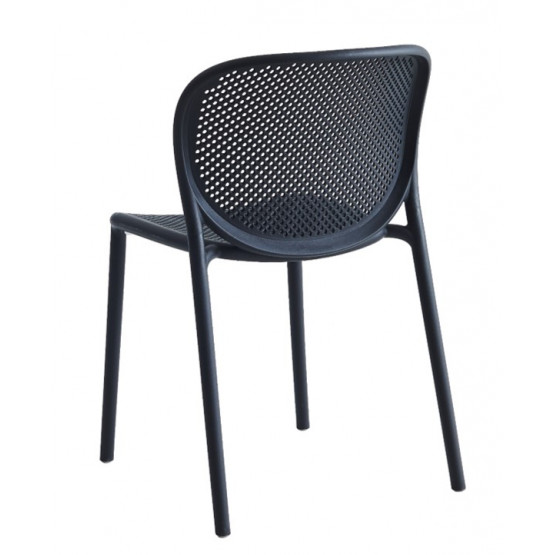 Commercial Stackable Perforated PP Dining Chair One Piece Injection Molded Armless Plastic Chair for Cafe Hotel Restaurant Patio Wholesale