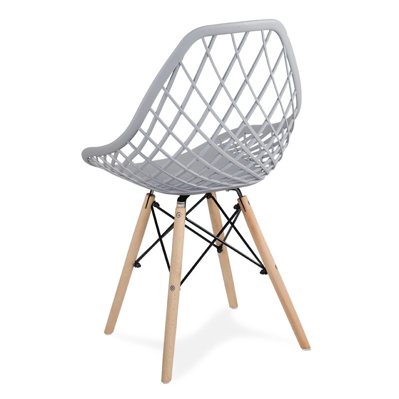 Gray PP Hollow Out Chair With Wood Feet-PP Chair