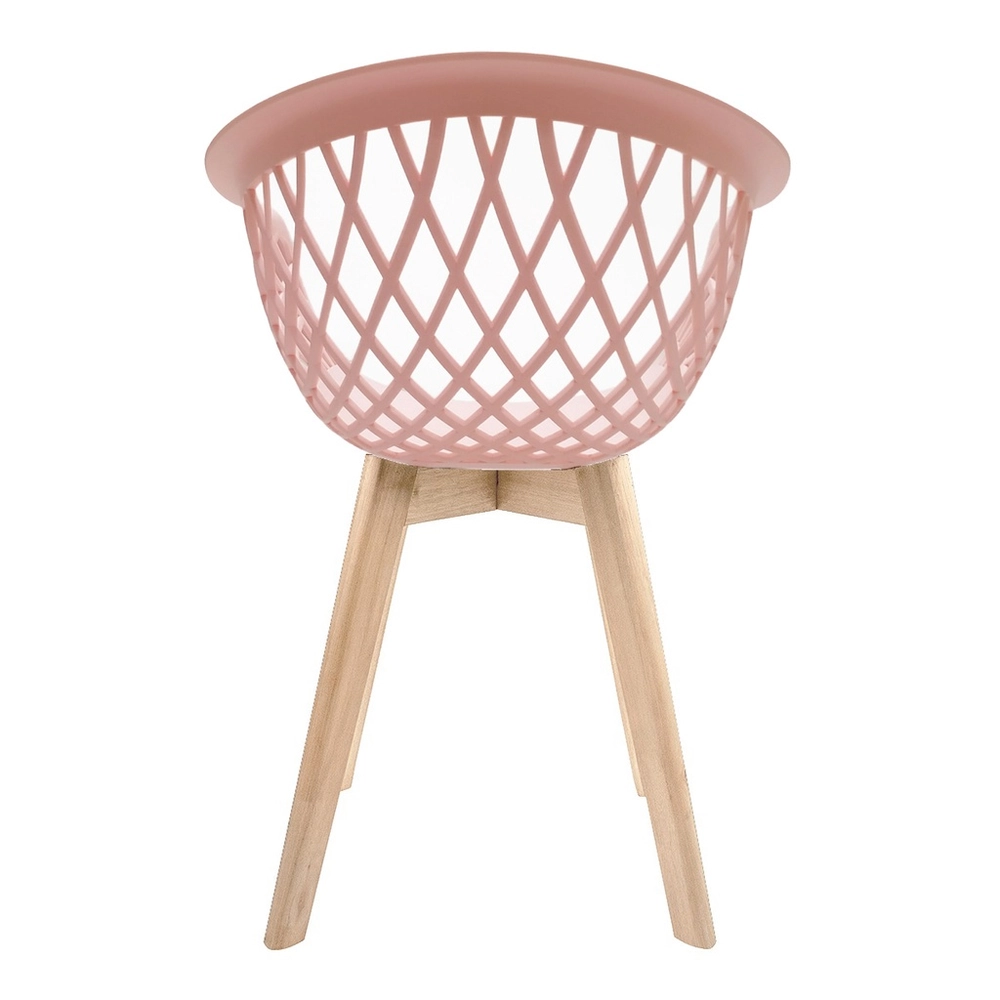 Pink polypropylene armchair with cross wood legs-PP Chair